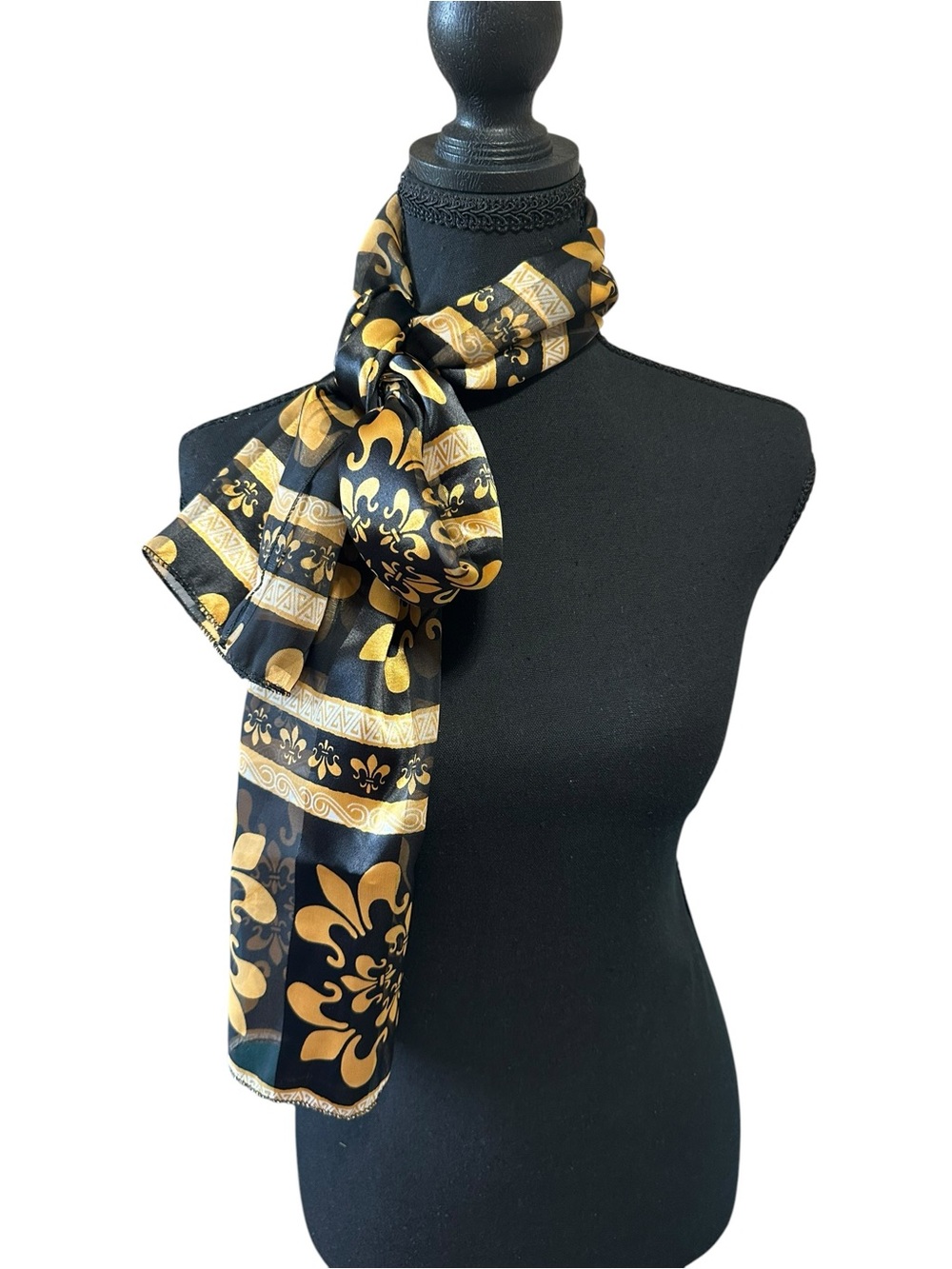 FLEUR DE LIS BLACK/GOLD SCARF.